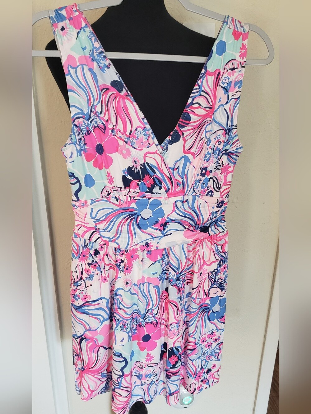 Lilly Pulitzer Floral V-Neck Skort in Pink, Blue & White